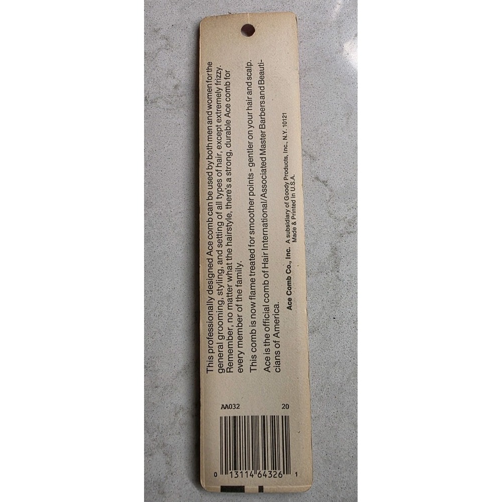 Vintage Ace 7" Hard Rubber Comb #32 All Purpose AA032 Tortoise Brown NOS USA - Picture 2 of 4